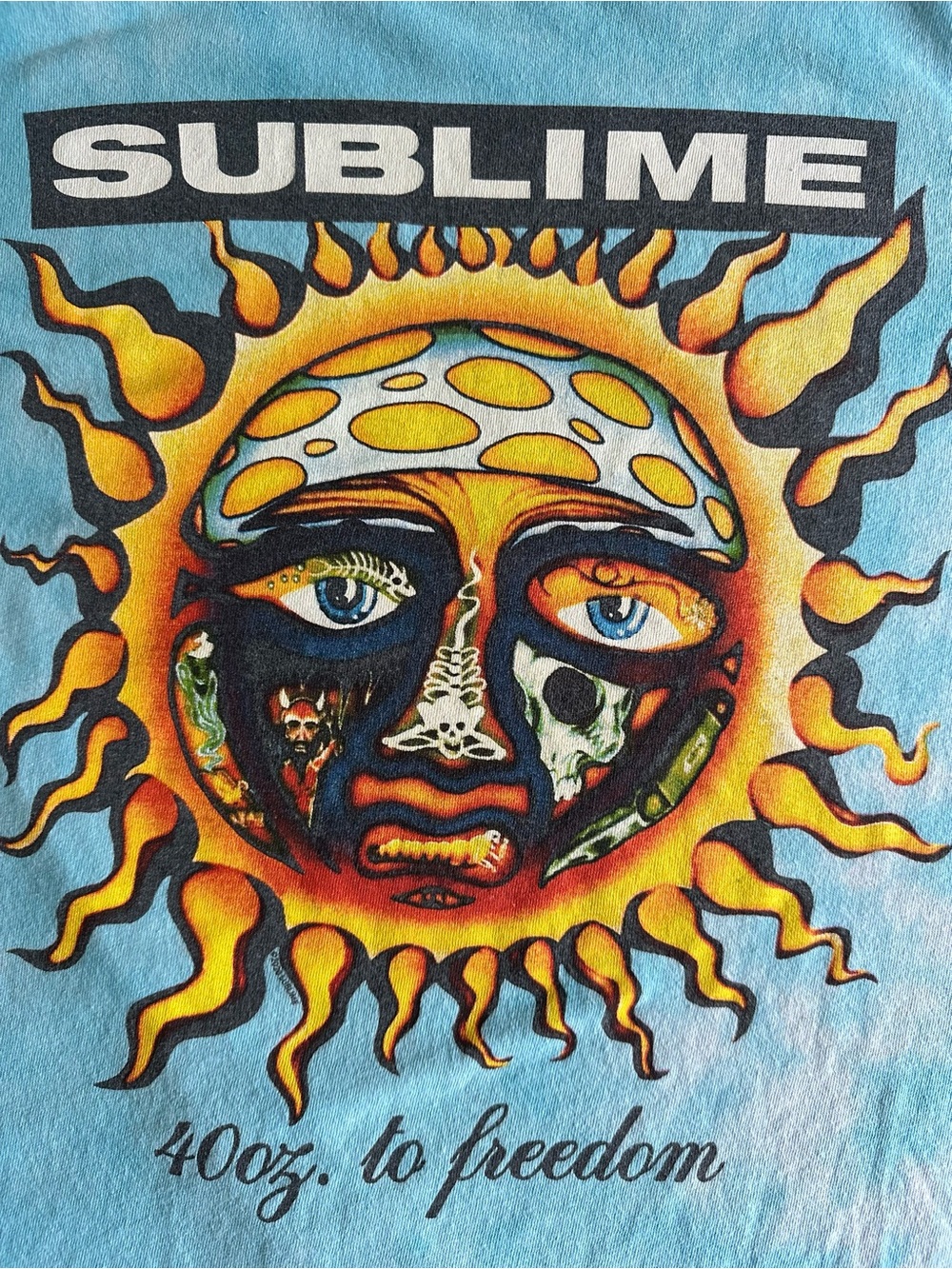 Sublime 40oz to Freedom Sun Graphic Band T Shirt Blue Men’s S